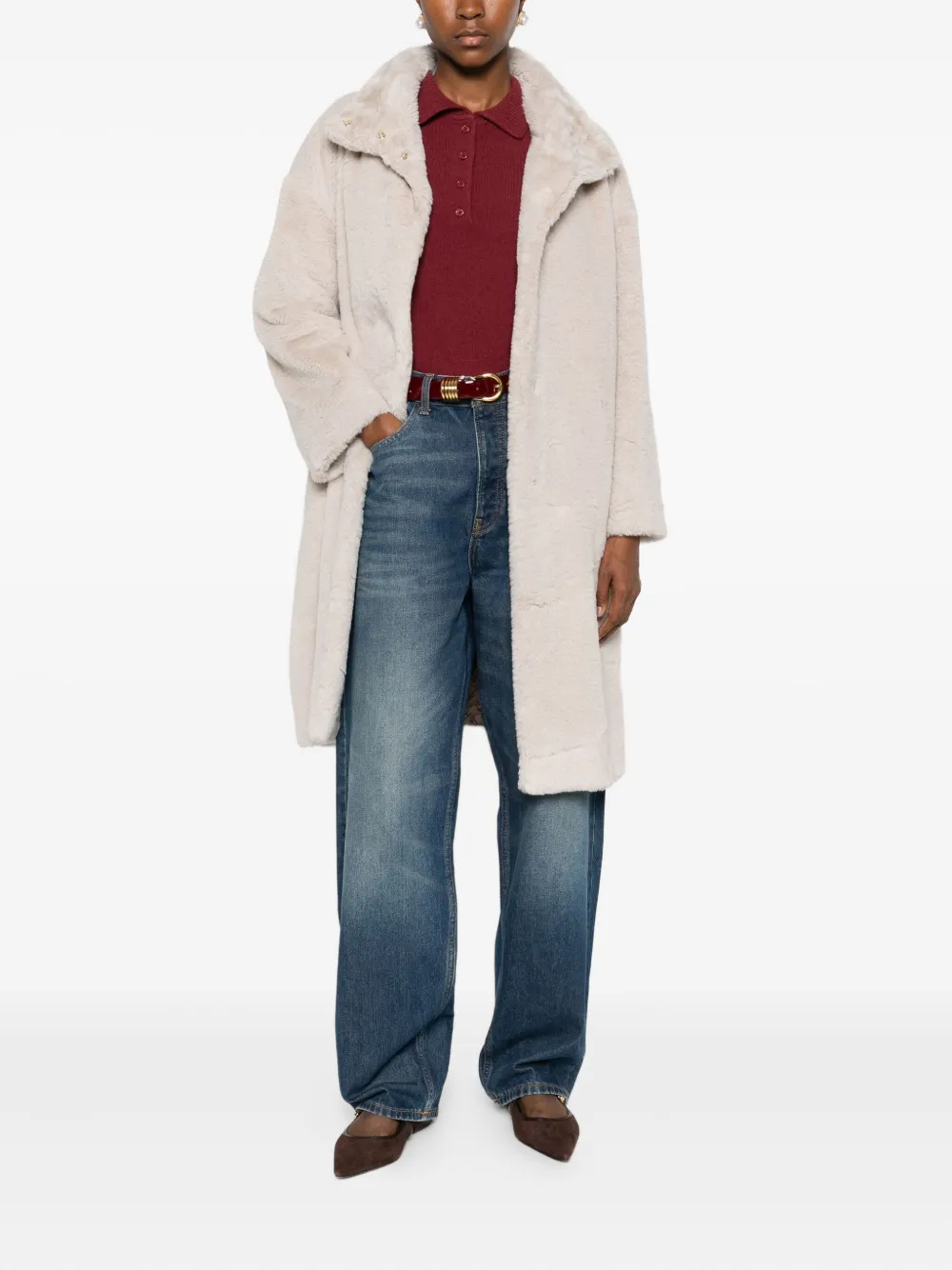 Herno Funnel-neck Coat In Neutral