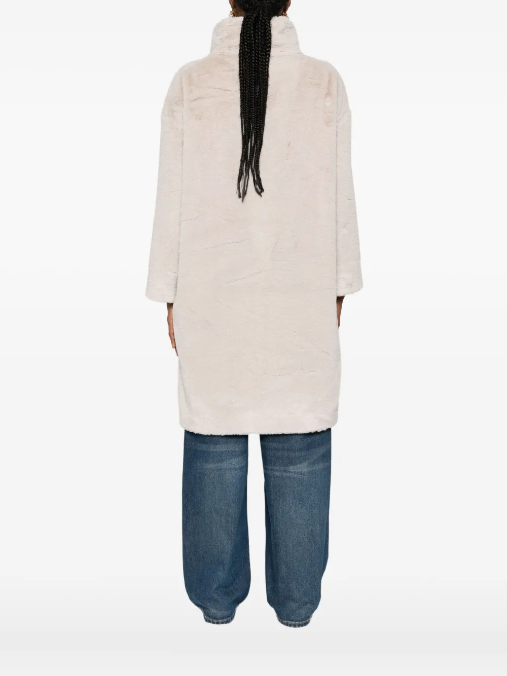 Herno Funnel-neck Coat In Neutral