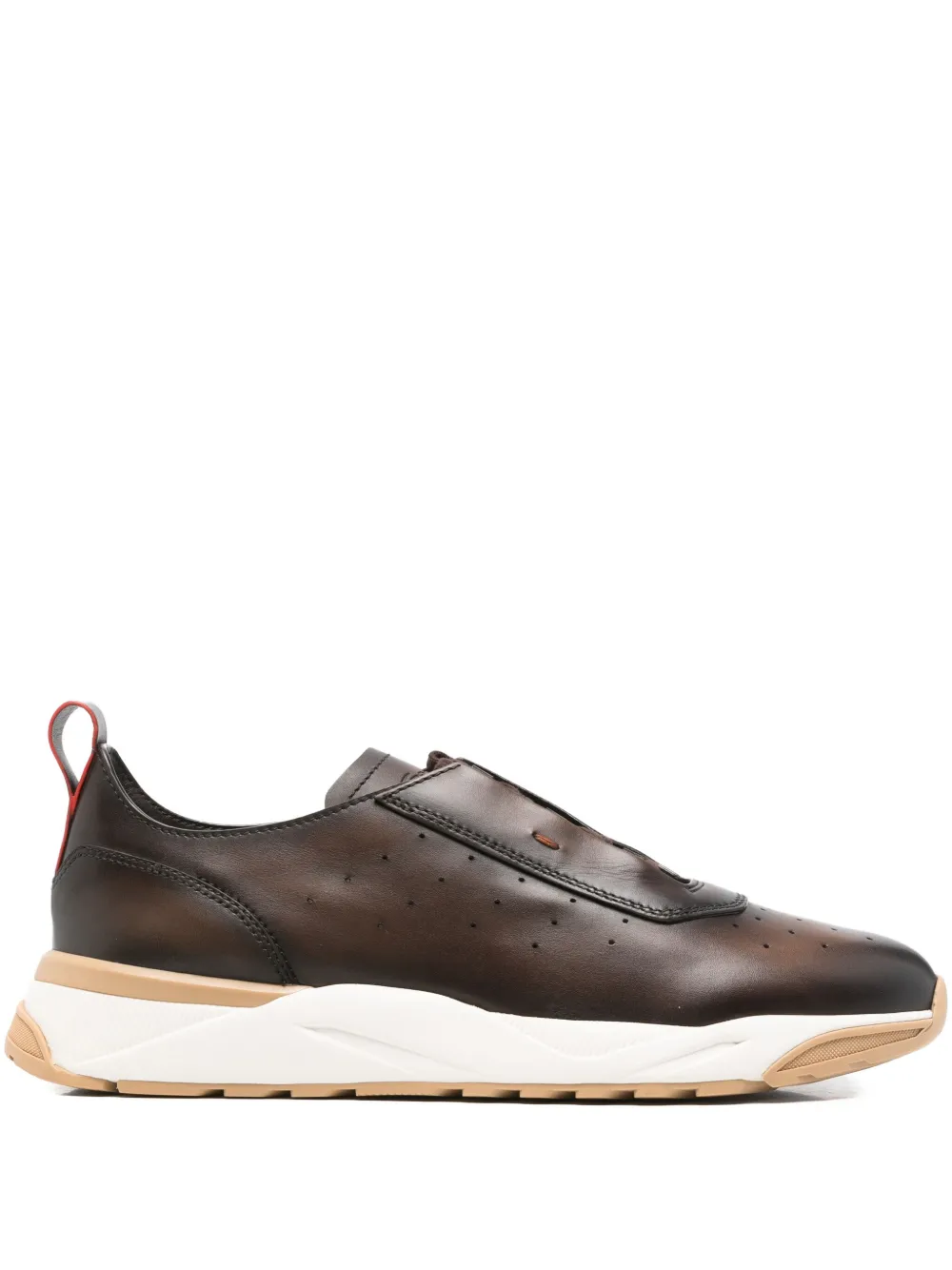 Santoni Innova leather sneakers | Brown | Image 1