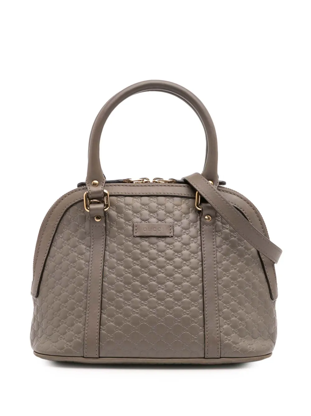 Pre-owned Gucci 2016-2025 Mini Microssima Dome Satchel In Gray