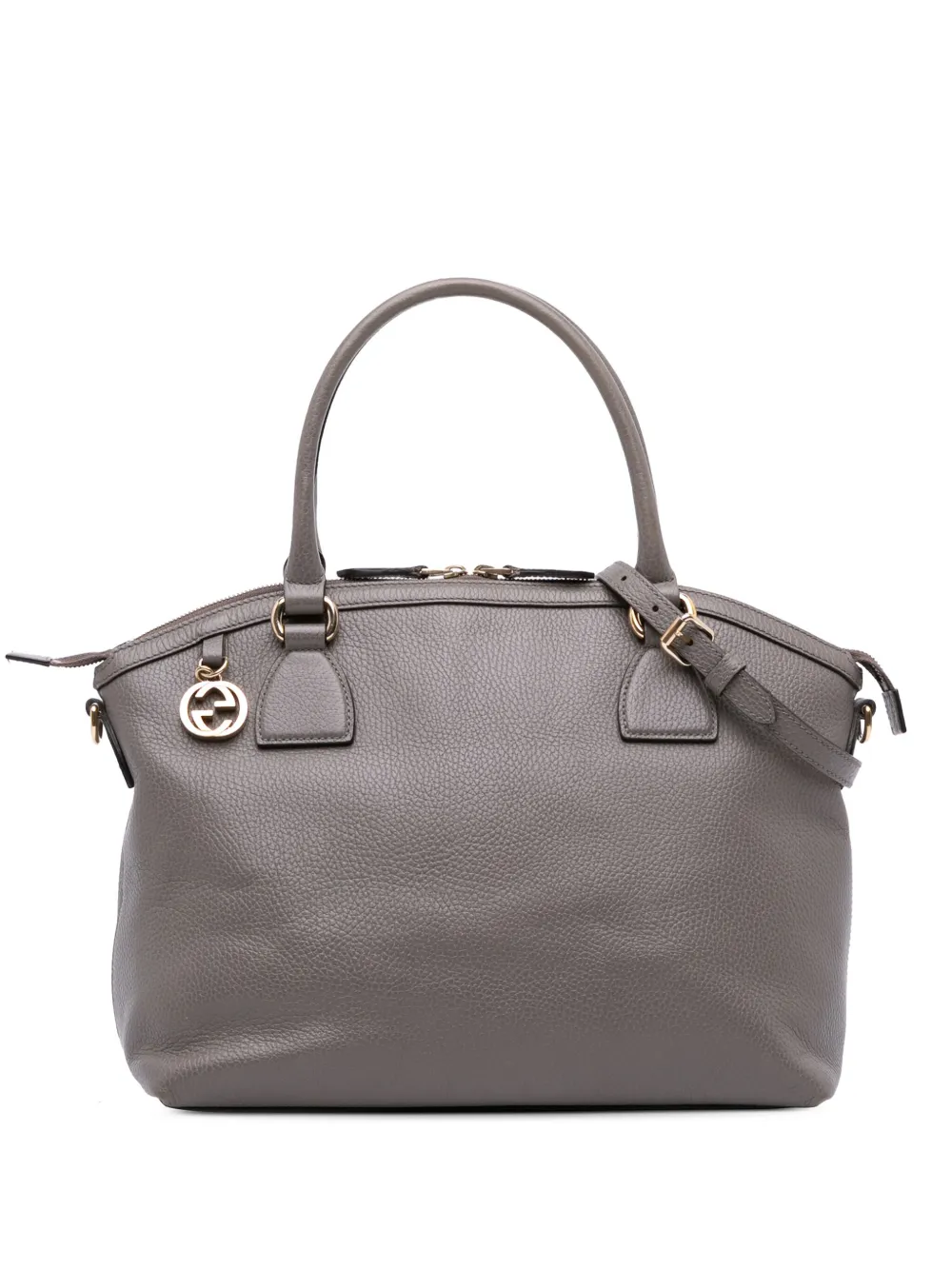 Gucci Pre-Owned 2016-2025 ミディアム レザー GGチャーム ドーム サッチェルバッグ - グレー Gucci Pre-Owned 2016-2025 ミディアム レザー GGチャーム ドーム サッチェルバッグ - グレー