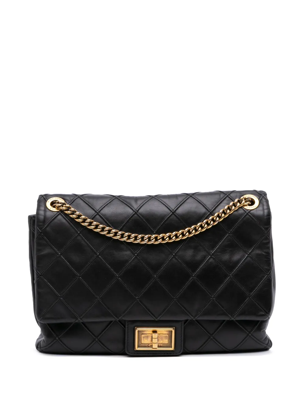 CHANEL Pre-Owned 2012-2013 ラージ リイシュー 2.55 ダイヤモンドデボス カーフスキン コスモス フラップ CHANEL Pre-Owned 2012-2013 ラージ リイシュー 2.55 ダイヤモンドデボス カーフスキン コスモス フラップ