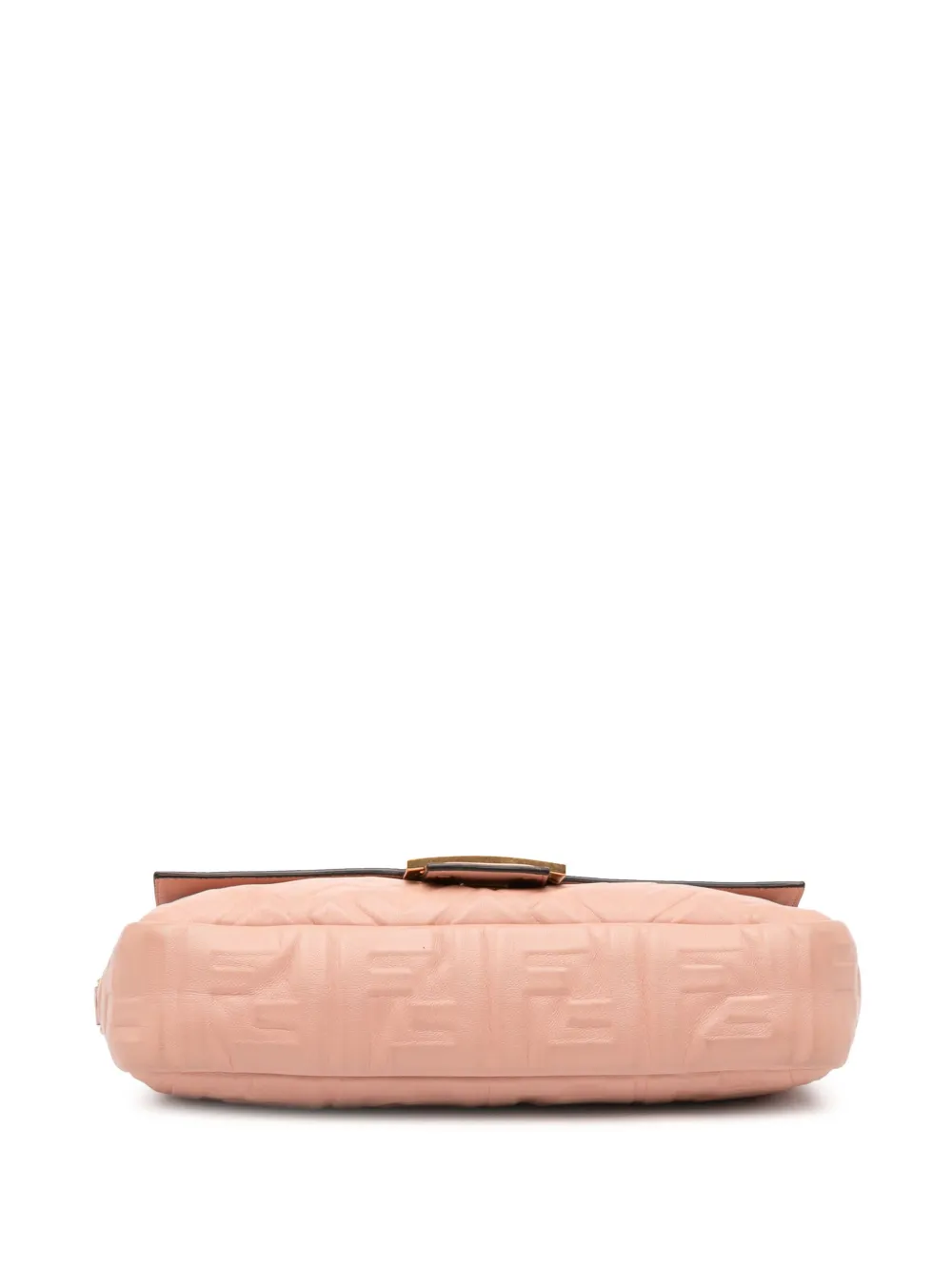 Pre-owned Fendi 2000-2010 Zucca Embossed Leather Baguette Satchel In Pink