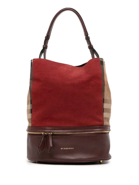 Burberry Pre-Owned 2000-2017 Nubuck and House Check Canvas Beckett bucket bag