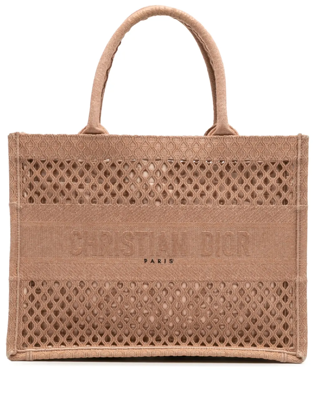 Christian Dior Pre-Owned 2020 ミディアム エンブロイダリー メッシュ ブックトートバッグ - ブラウン Christian Dior Pre-Owned 2020 ミディアム エンブロイダリー メッシュ ブックトートバッグ - ブラウン