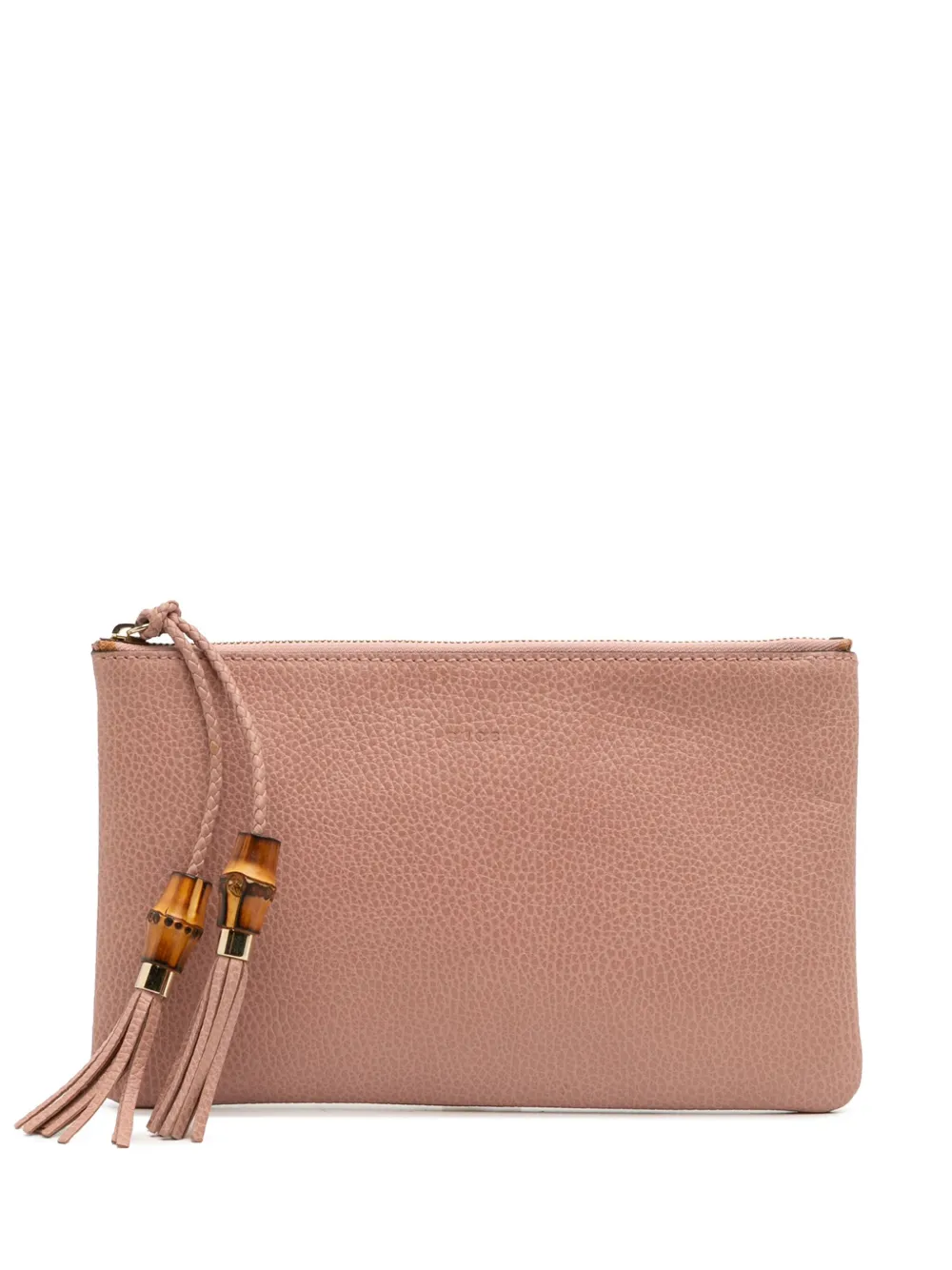 Pre-owned Gucci 2016-2025 Calfskin Bamboo Clutch Bag In Pink