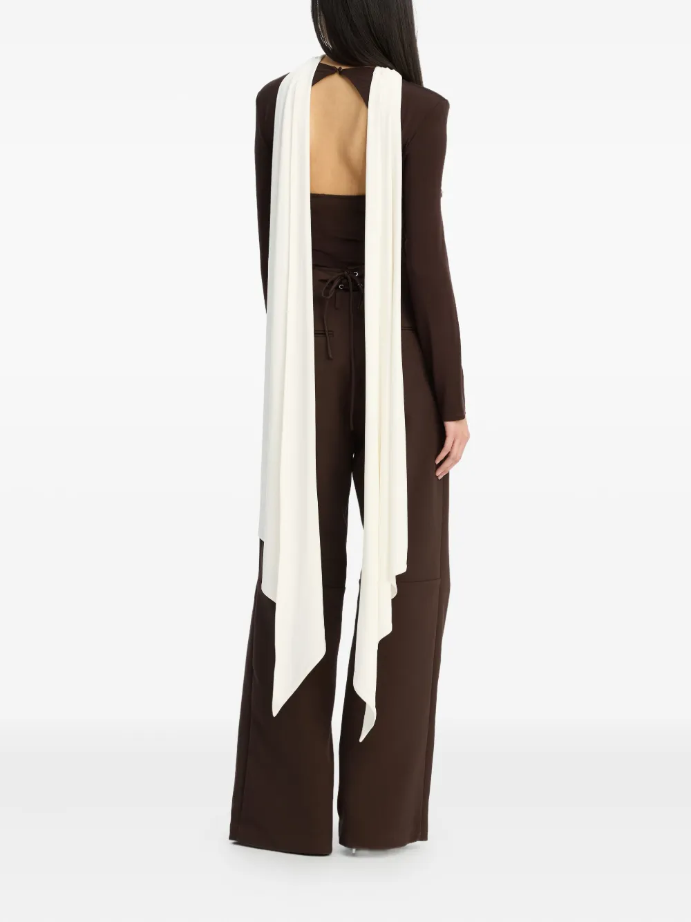 ROTATE BIRGER CHRISTENSEN Top met sjaal en lange mouwen Bruin