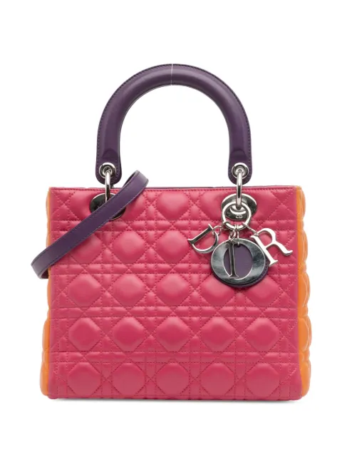 Christian Dior Pre-Owned 2011 Medium Tricolor Lambskin Cannage Lady Dior satchel