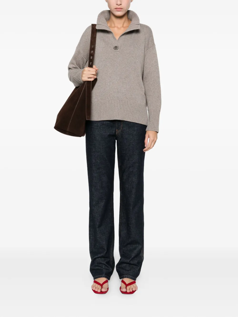 Intrecci knitted polo top - Beige