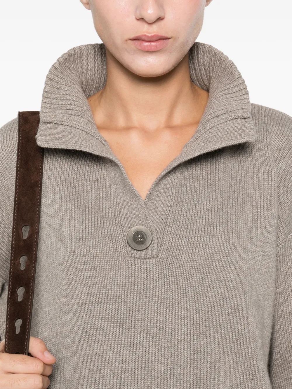 Intrecci Knitted Polo Top In Neutral
