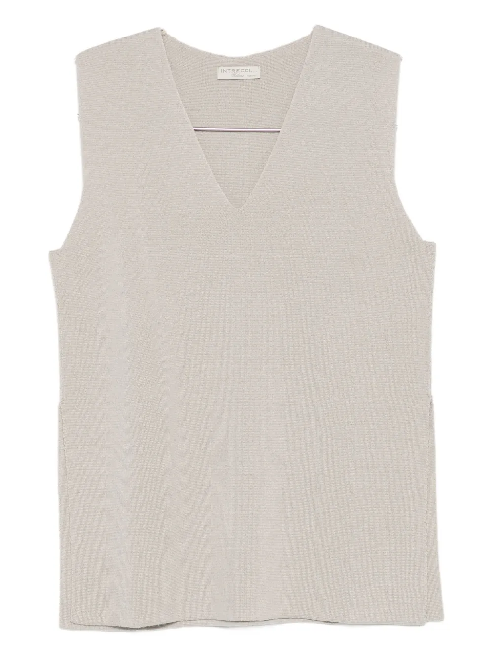 Intrecci V-neck Sleeveless Top In Neutral