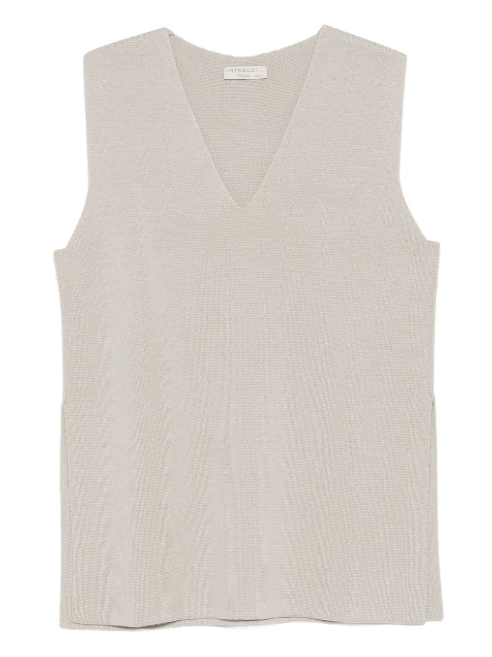 Intrecci V-neck sleeveless top - Toni neutri