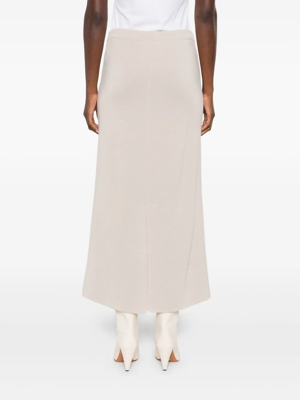 Intrecci Rear-slit Midi Skirt In Neutral