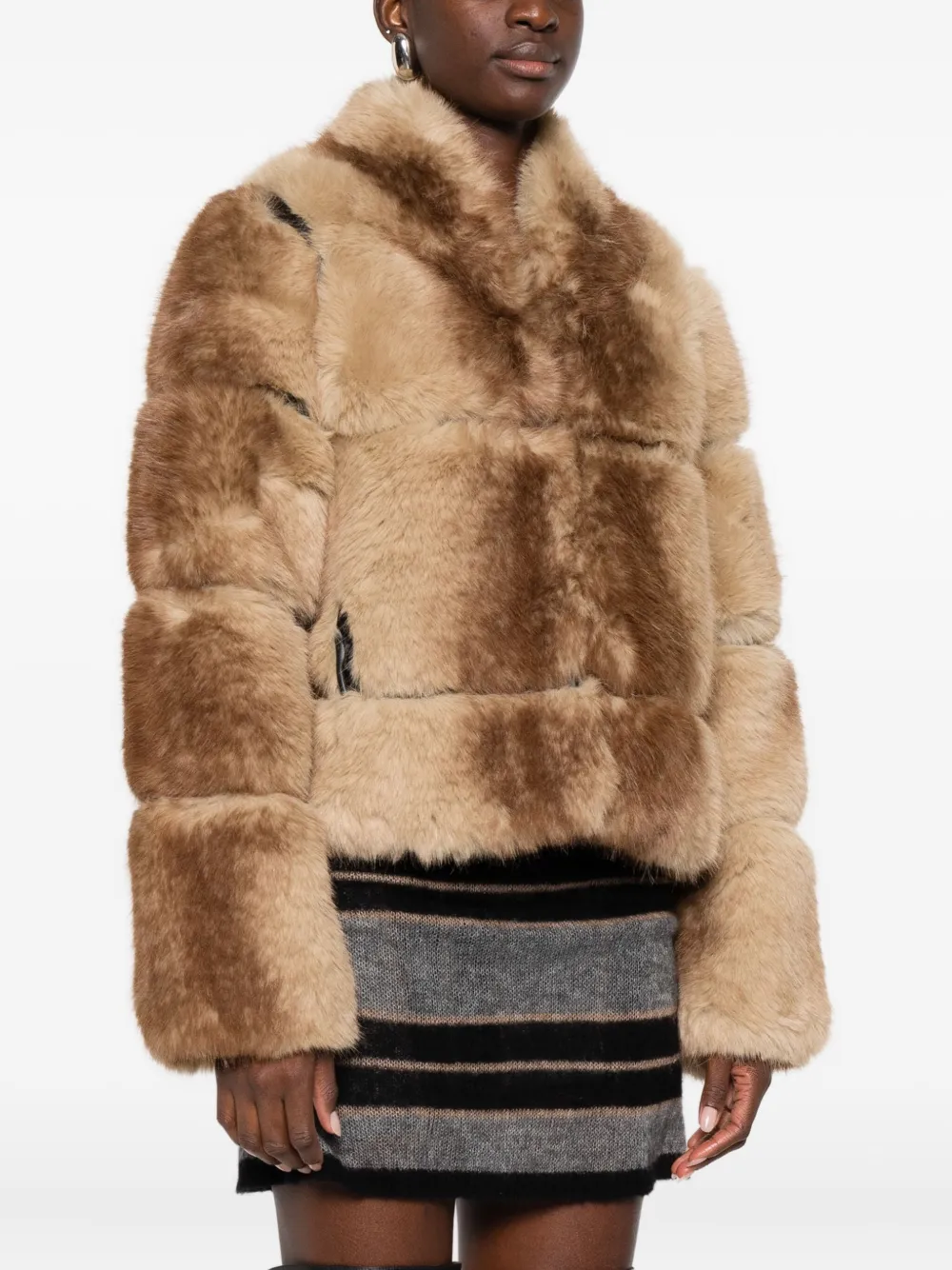 Apparis Gradient-effect Faux-fur Jacket In Multi