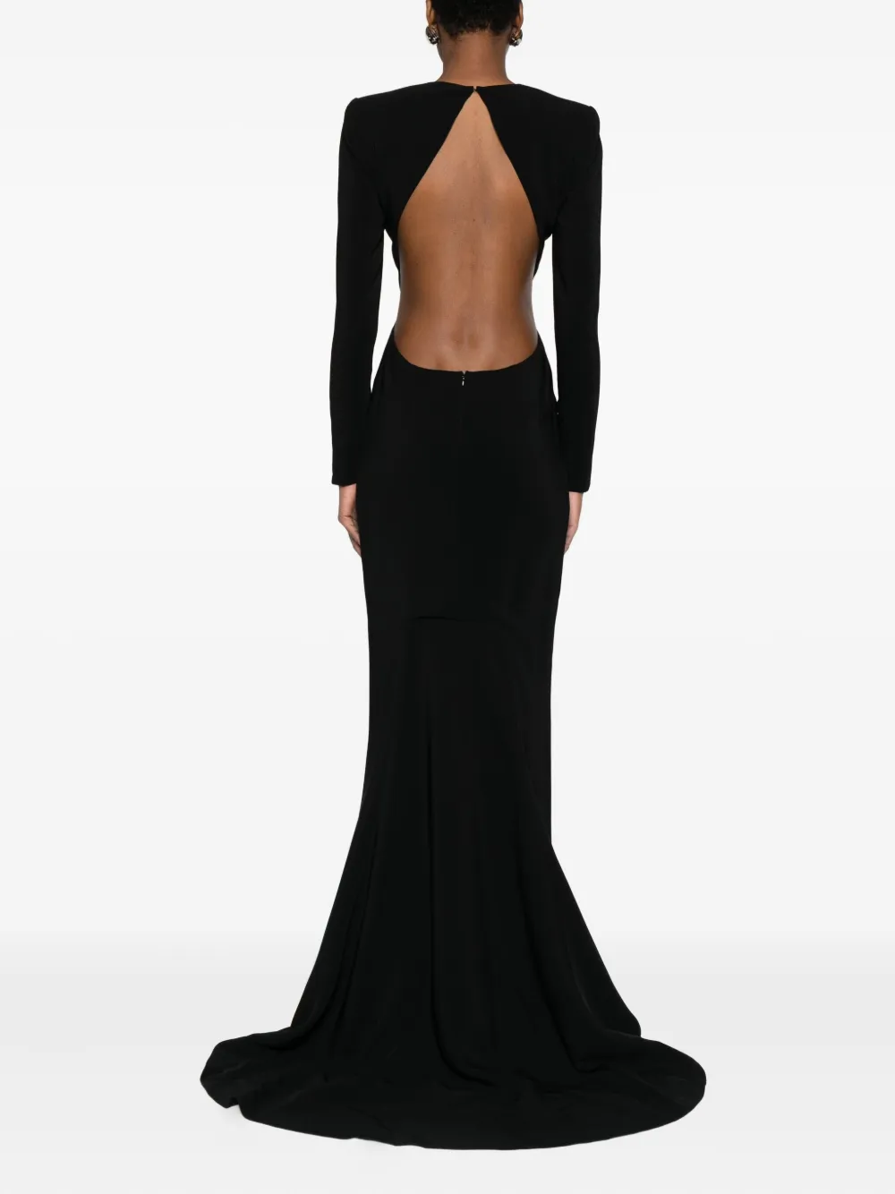 Stella McCartney Satijnen maxi-jurk met lange mouwen Zwart