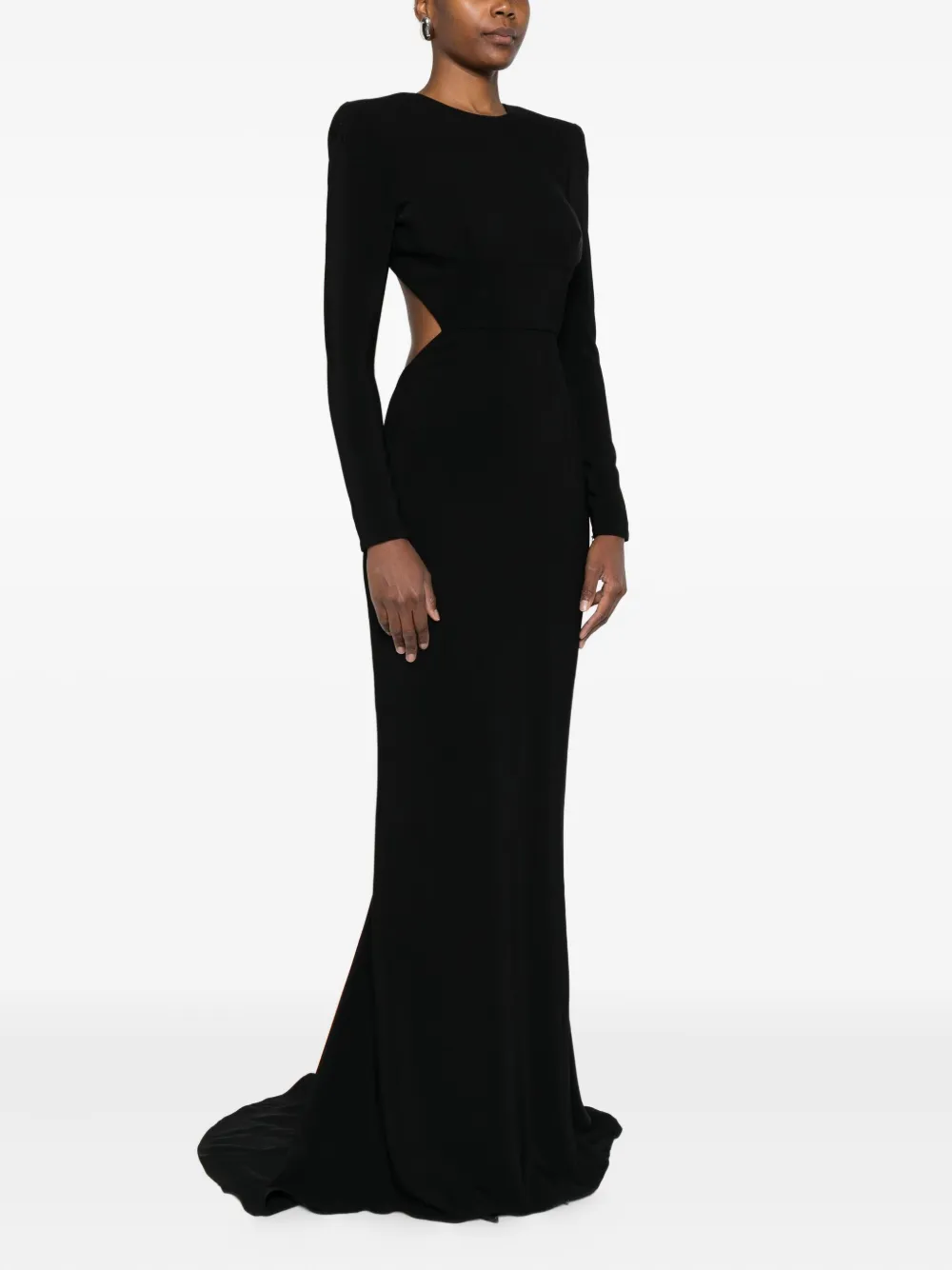 Stella McCartney Satijnen maxi-jurk met lange mouwen Zwart