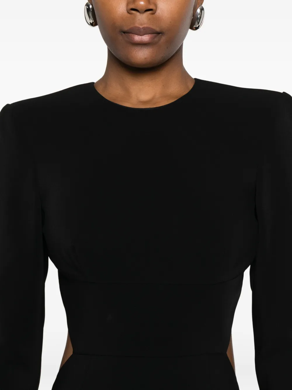 Stella McCartney Satijnen maxi-jurk met lange mouwen Zwart