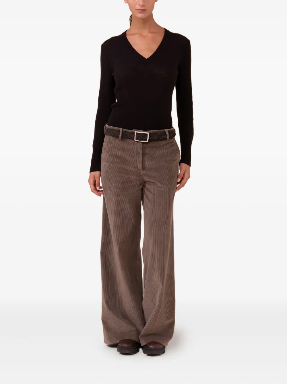 Fedeli corduroy button fastening trousers - Bruin