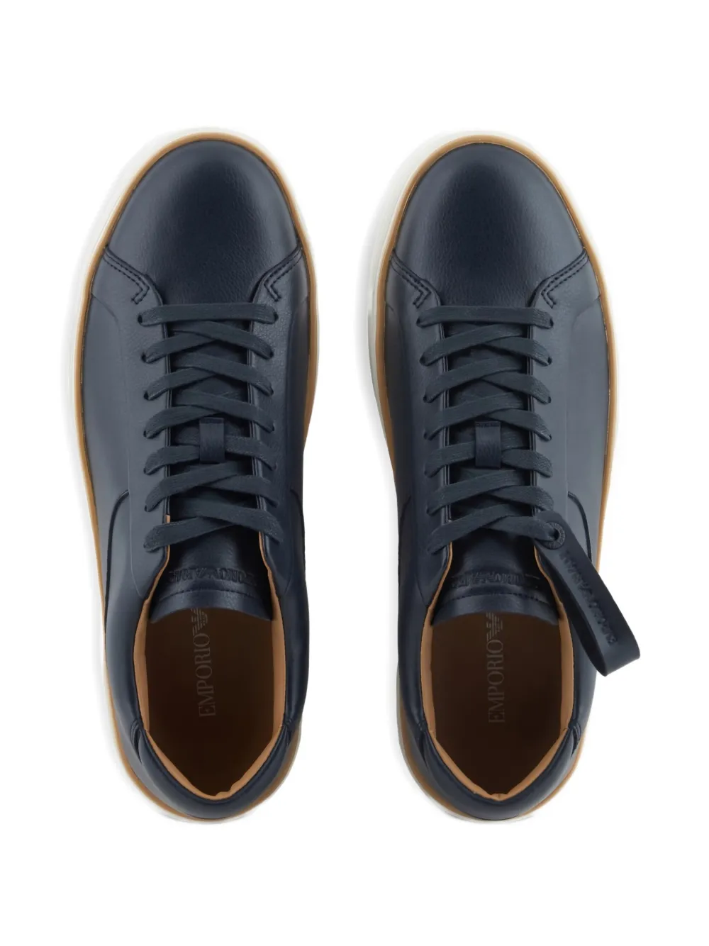 Emporio Armani lace-up round toe sneakers Blauw