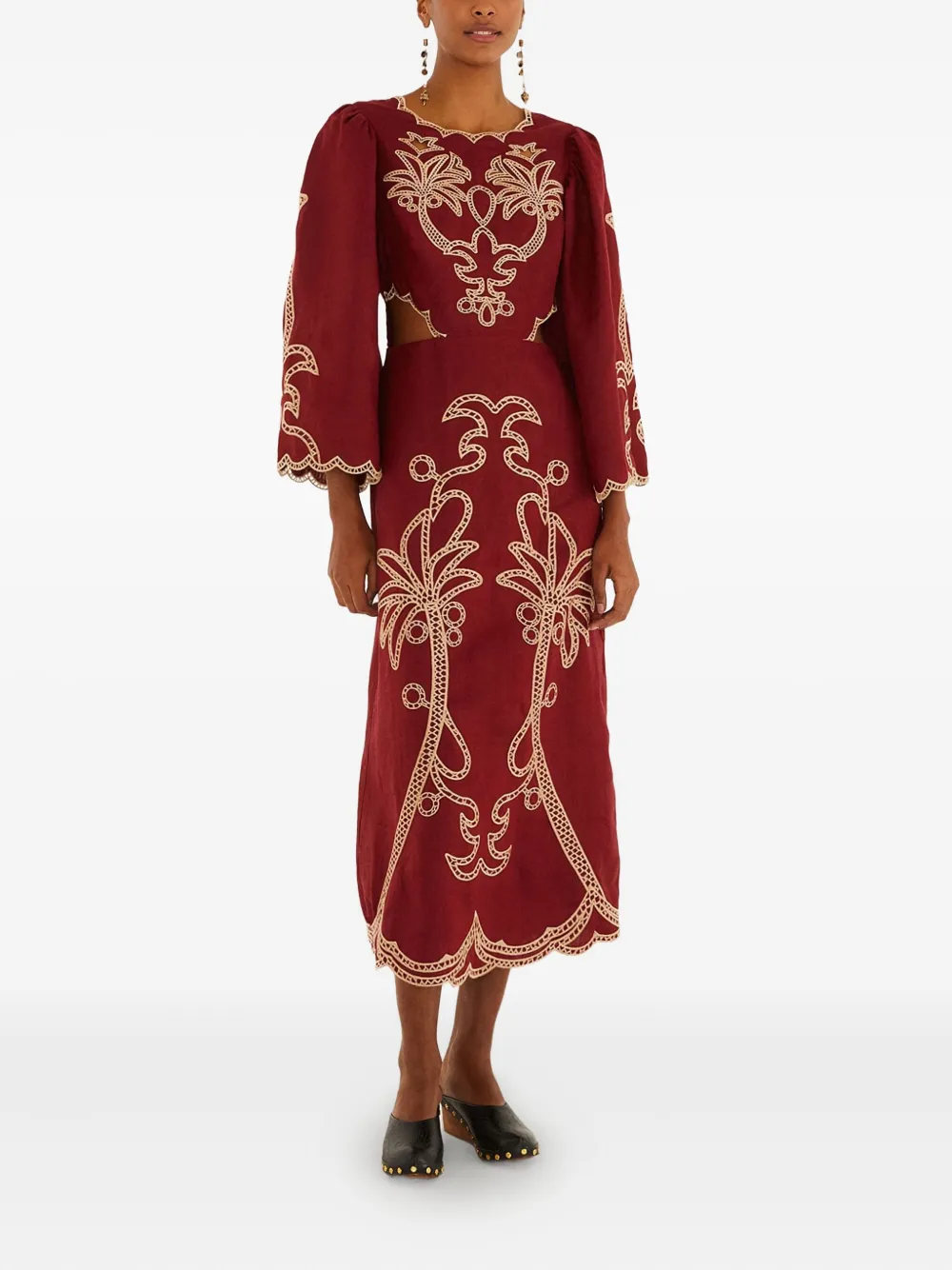 FARM Rio embroidered cutout dress - Rood