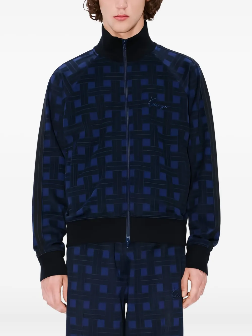 Kenzo Trainingsjack met rits en geweven jacquard Blauw