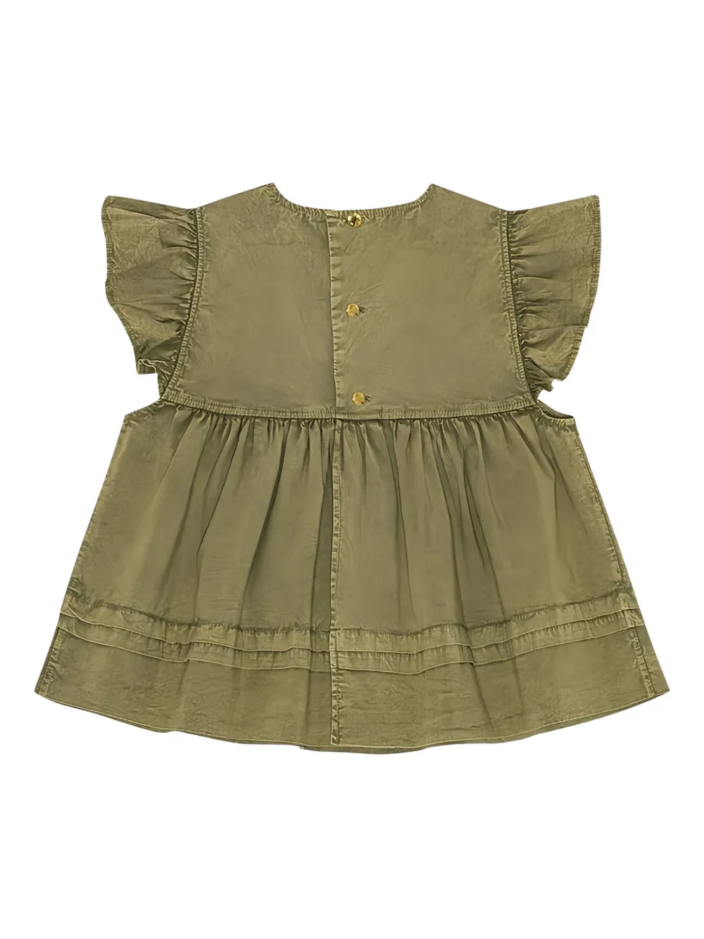 Ganni Ruffled Top Blouse In Green