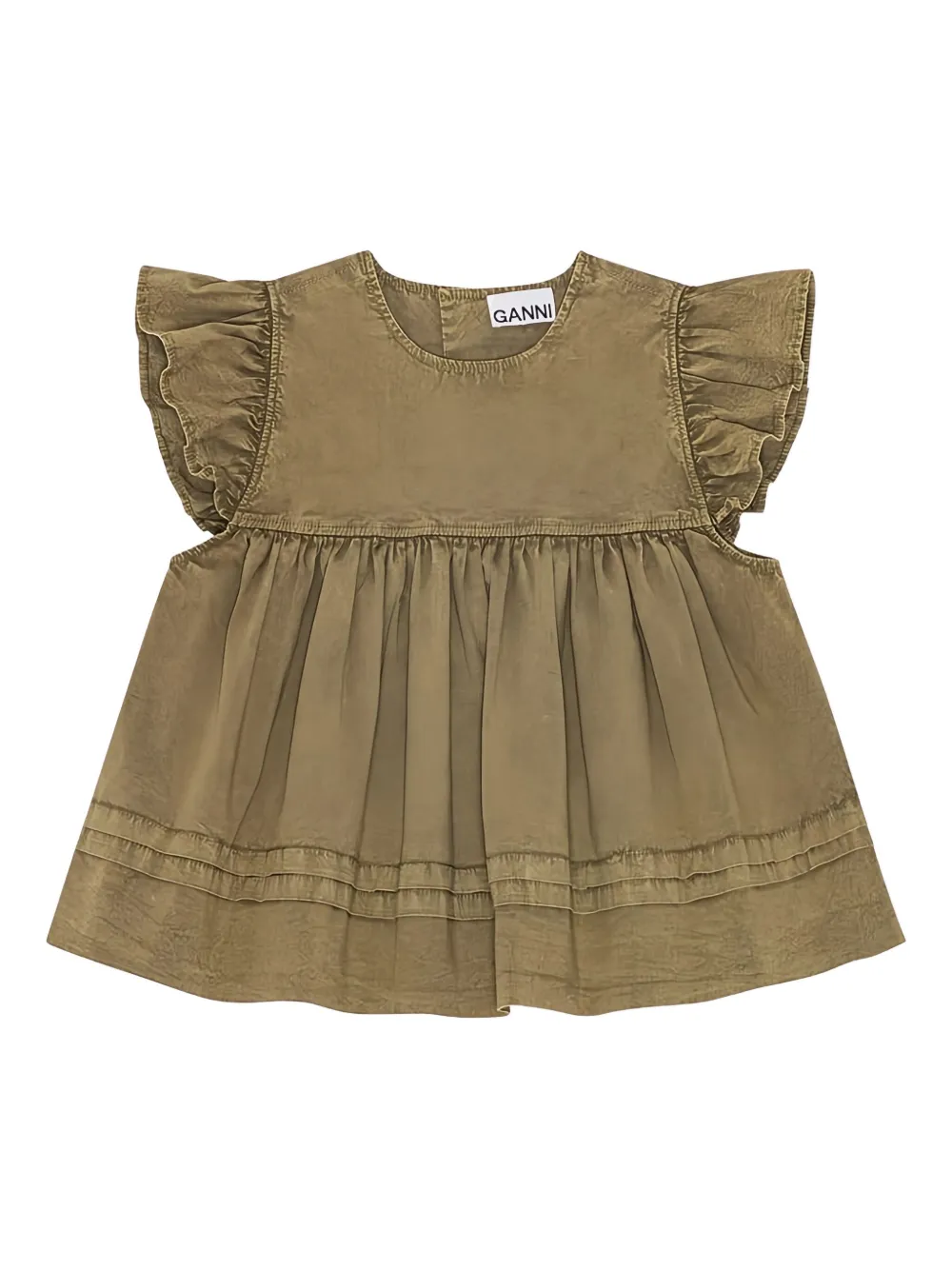 GANNI ruffled top blouse | Green | Image 1