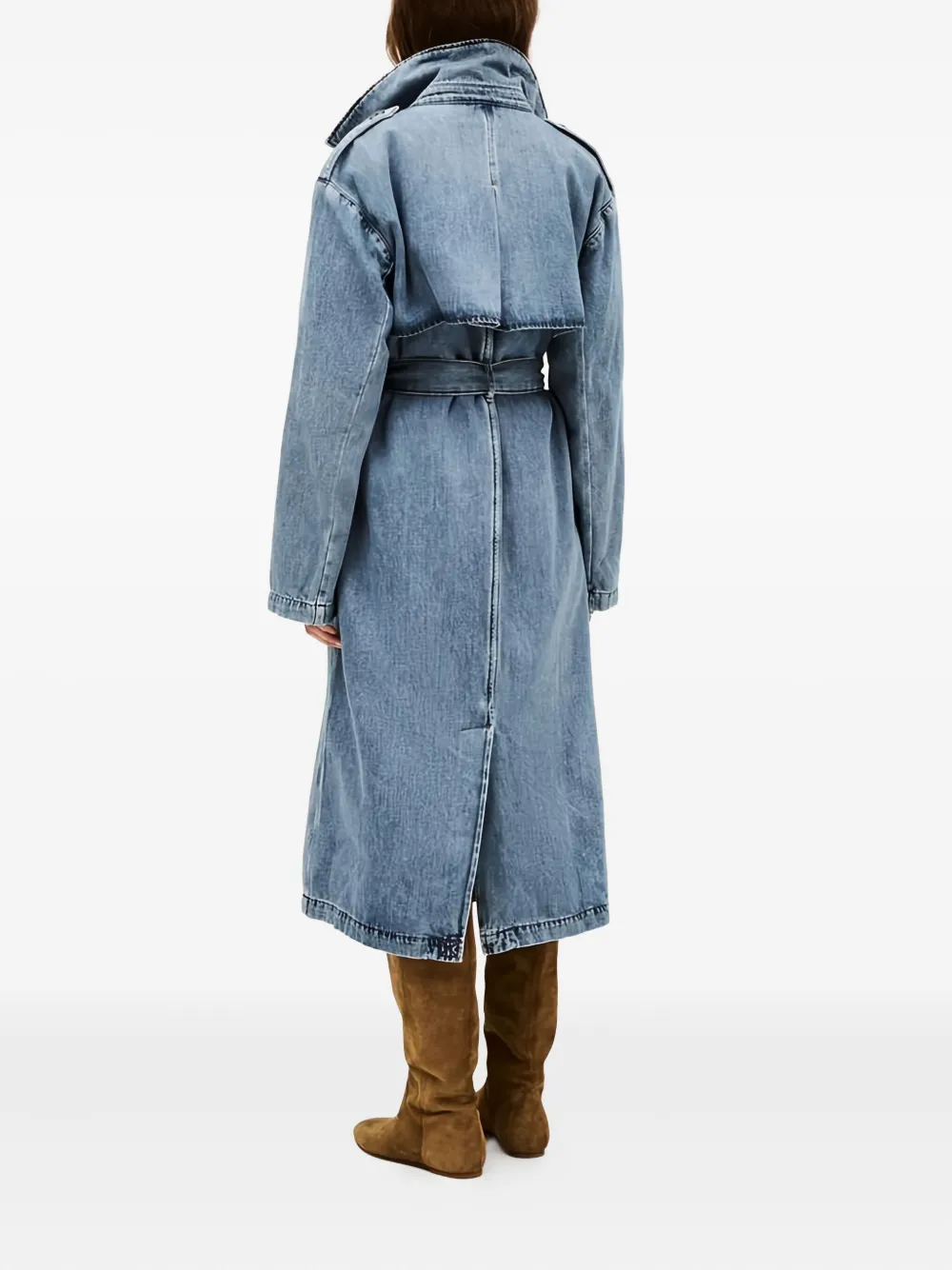 Ba&sh Tresca Belted Double-breasted Coat In Blue