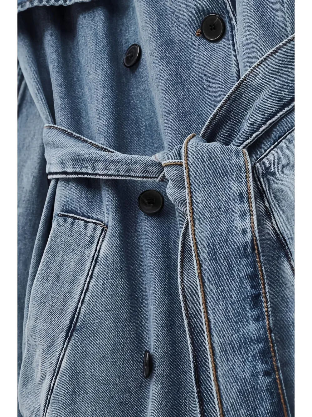 Ba&sh Tresca Belted Double-breasted Coat In Blue