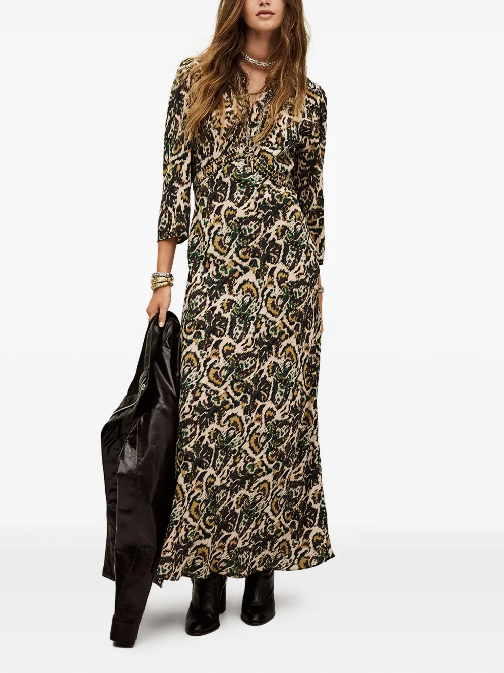 Ba&sh Onoa Printed Maxi Dress In Brown