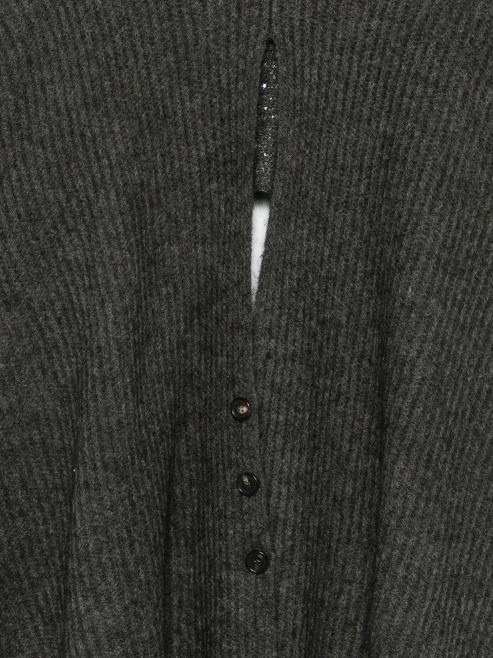 D Exterior Textured Grey Knit Cardigan With Draped Silhouette In Gray