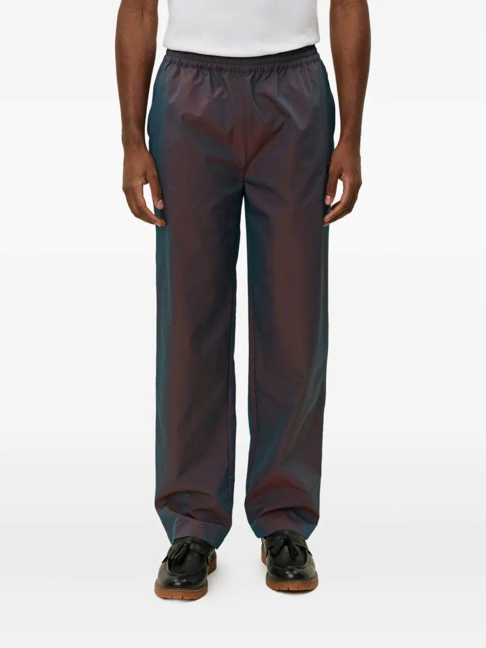 Les Deux Iriserende broek met elastische taille - Groen