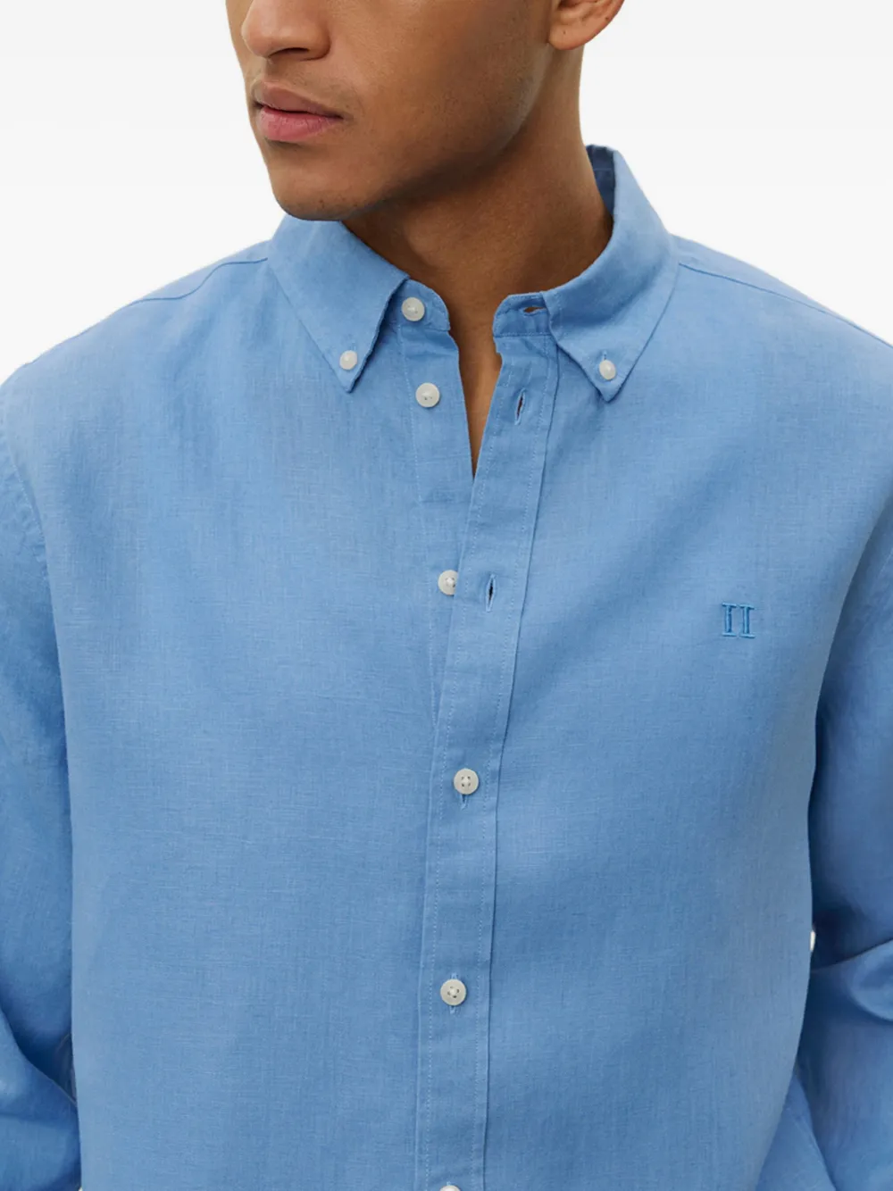 Les Deux Overhemd met geborduurd logo Blauw