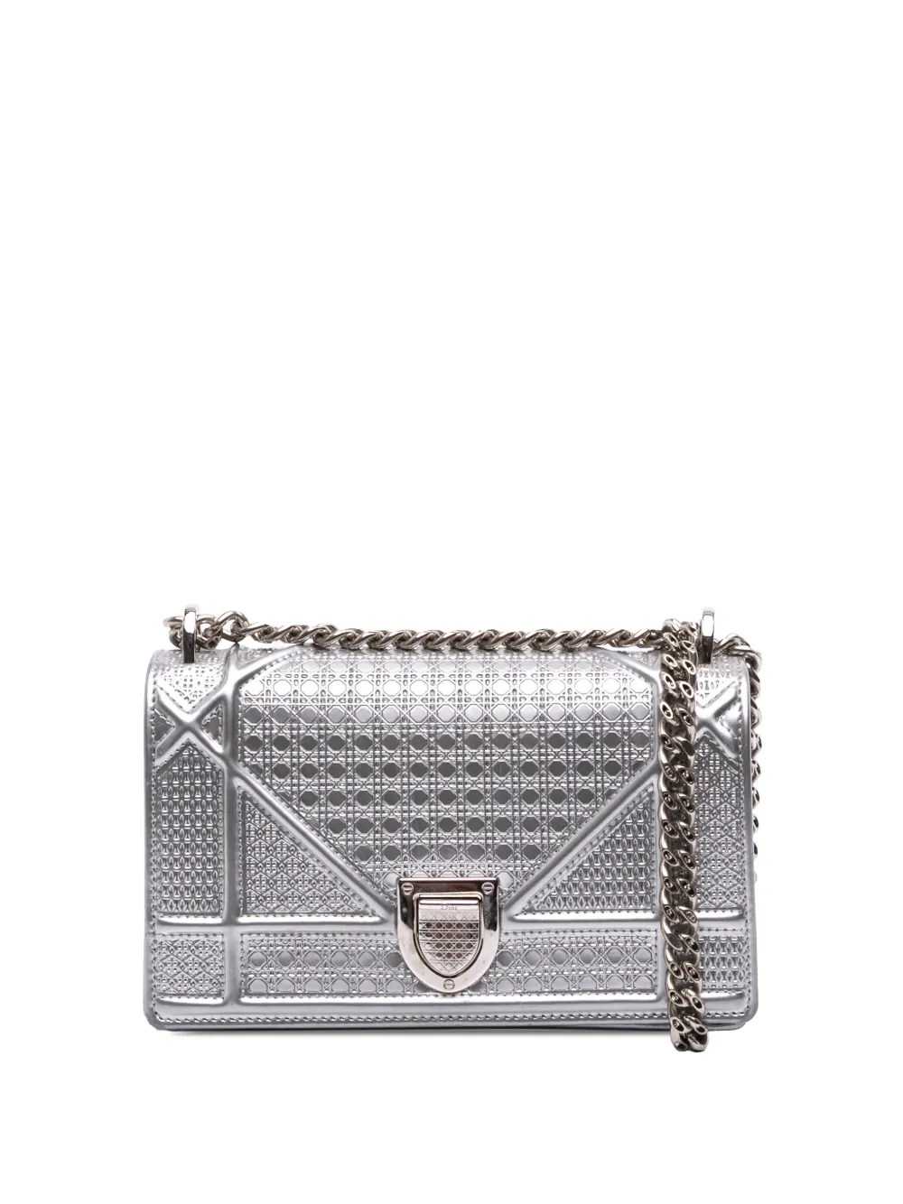 Christian Dior Pre-Owned 2015 ミニ メタリック パテント マイクロカナージュ ディオラマ フラップ Christian Dior Pre-Owned 2015 ミニ メタリック パテント マイクロカナージュ ディオラマ フラップ