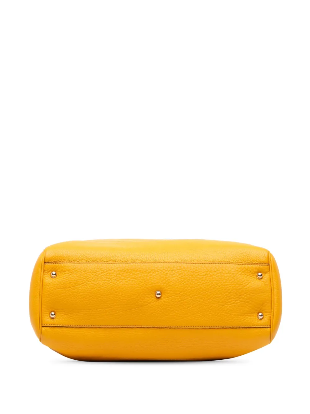 Pre-owned Gucci 2016-2025 Medium Leather Bamboo Diana Tote Bag In Yellow