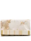 CHANEL Pre-Owned 2018 XL Printed Canvas and Striped Lambskin Foldover clutch bag - White