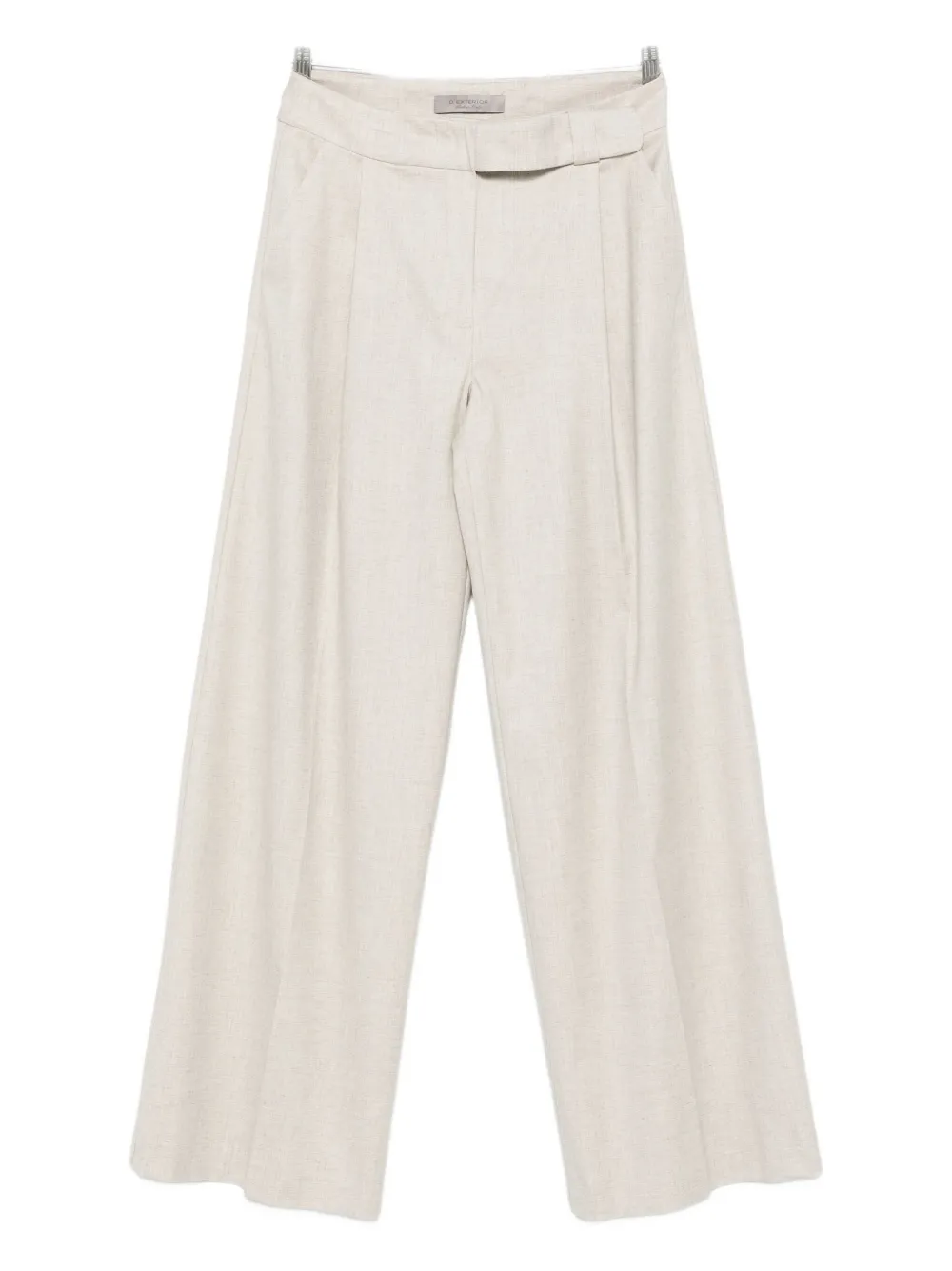 D Exterior Wide-leg Trousers With High Waist In Neutral