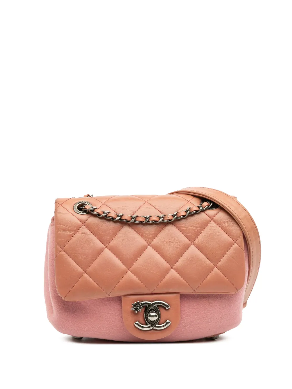 CHANEL Pre-Owned 2015-2016 パリ-ザルツブルク ミニ マトラッセ グレーズド カーフスキン フェルト CHANEL Pre-Owned 2015-2016 パリ-ザルツブルク ミニ マトラッセ グレーズド カーフスキン フェルト