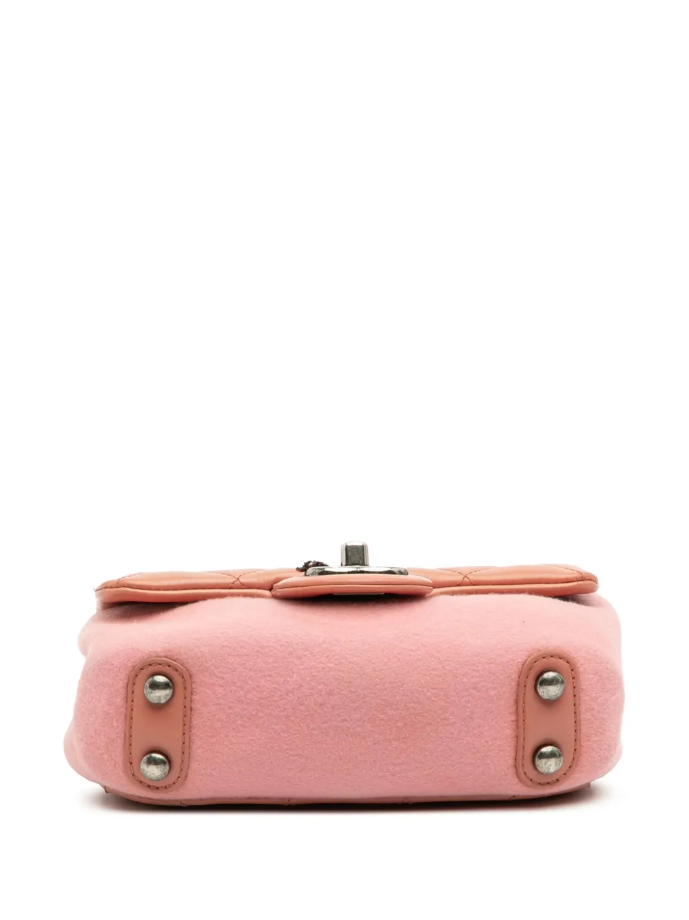 Pre-owned Chanel 2015-2016 Paris Salzburg Mini Quilted Glazed Calfskin And Felt Edelweiss Flower Flap Crossbody Bag In Pink