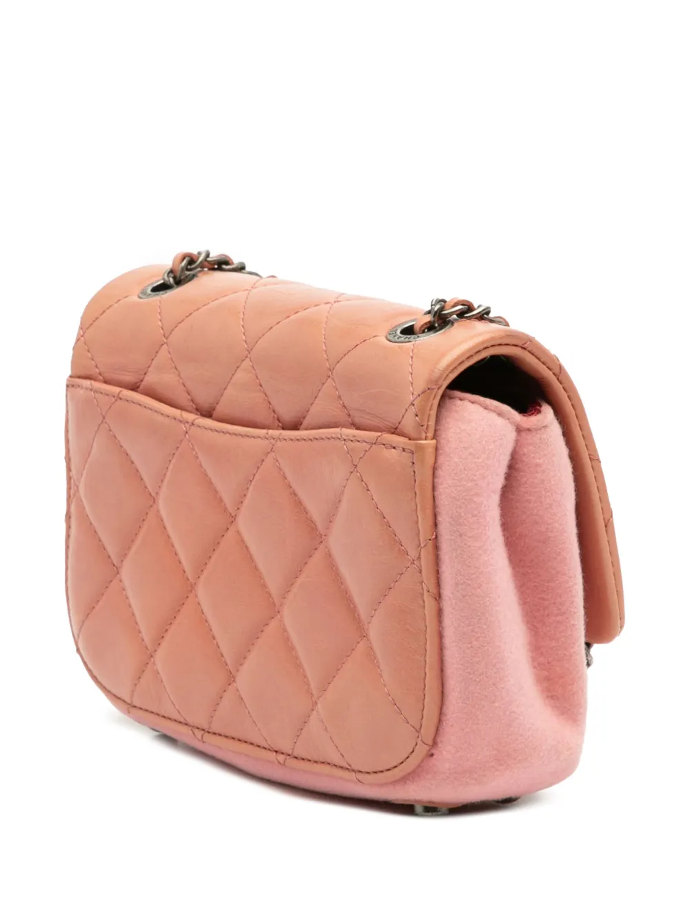 Pre-owned Chanel 2015-2016 Paris Salzburg Mini Quilted Glazed Calfskin And Felt Edelweiss Flower Flap Crossbody Bag In Pink