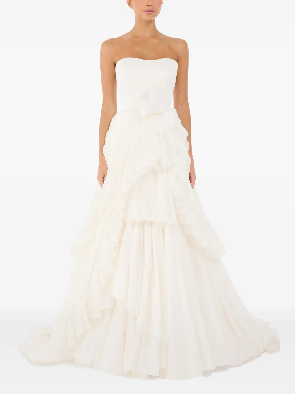 Jenny Packham Antonia ruffled bow dress - Wit