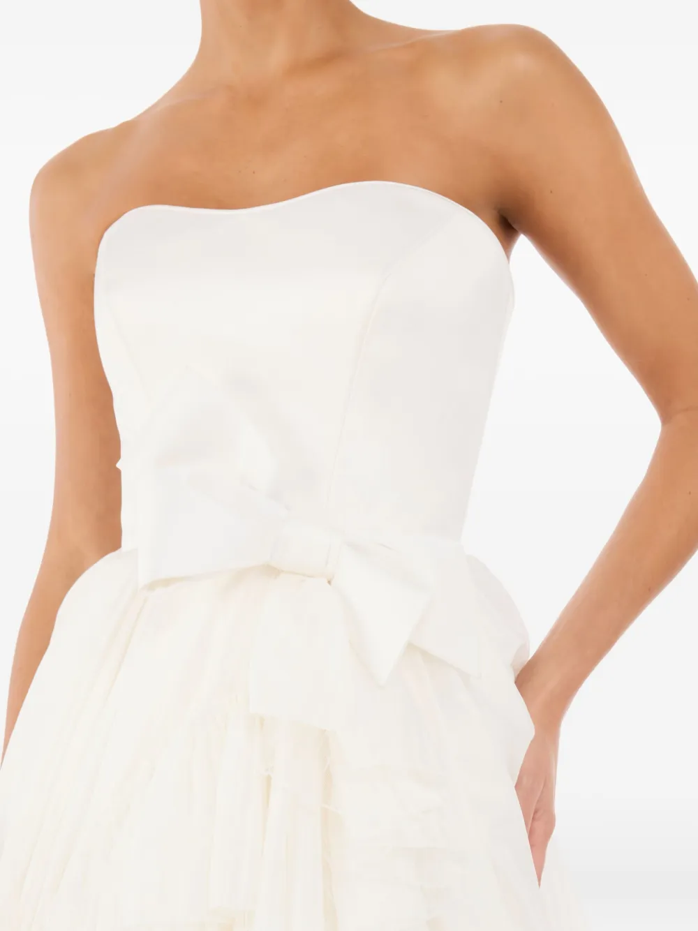 Jenny Packham Antonia Ruffled Bow Dress In White