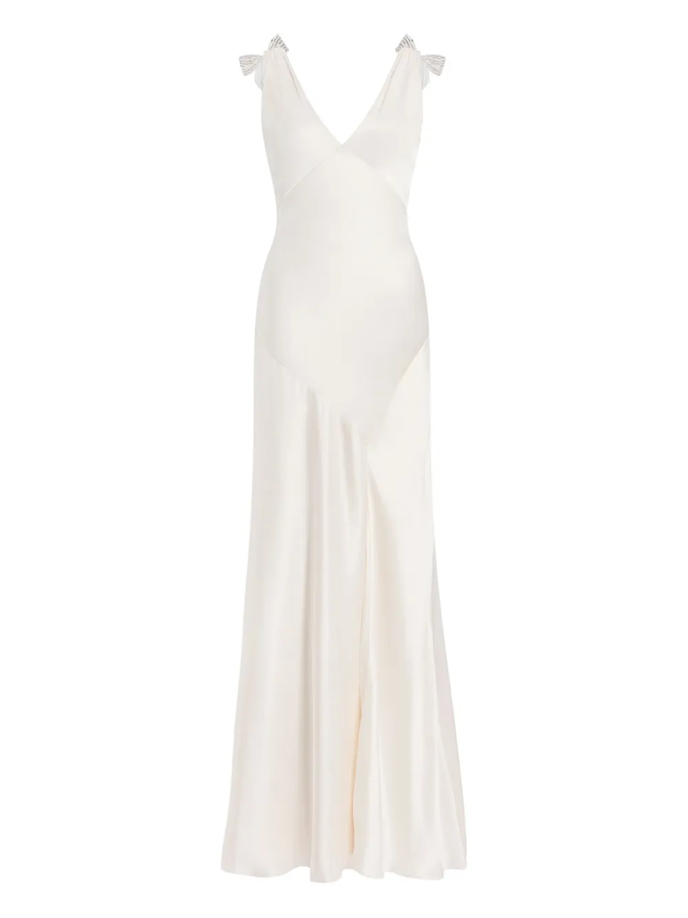 Jenny Packham Collette Beaded Bow-detail Maxi Dress In Neutral