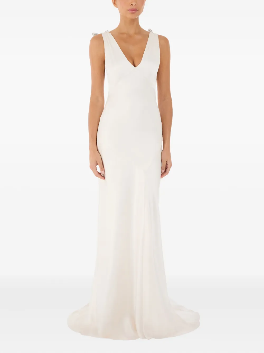 Jenny Packham Collette maxi-jurk met strikdetail en kralen - Beige