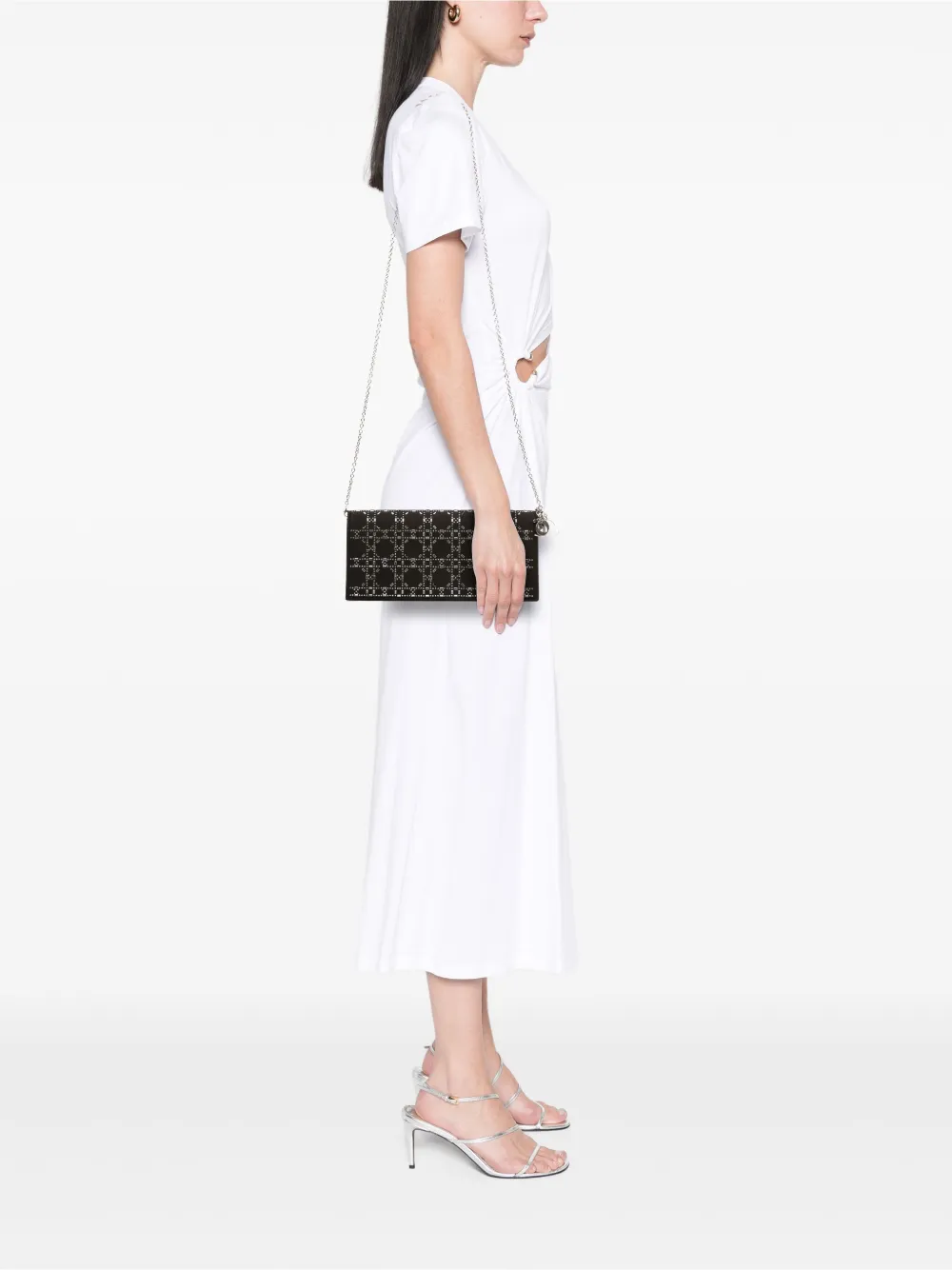 Christian Dior Pre-Owned 2016 Satin Cannage Crystal Embellished Clutch with Chain crossbody bag | Pre-Owned | Image 2
