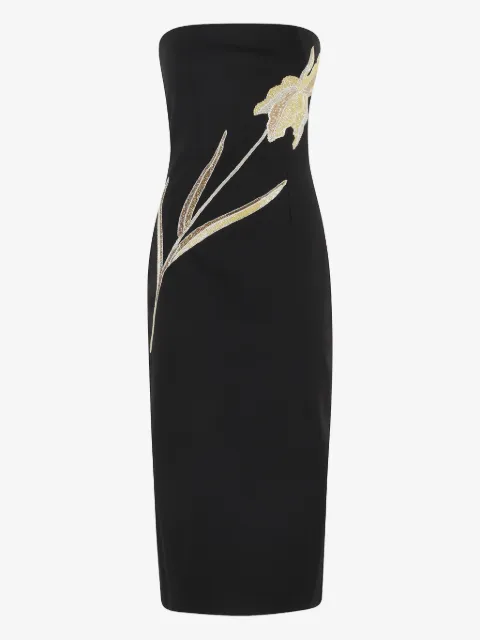 STAUD Schulterfreies Brooke Midikleid mit Blumenverzierung