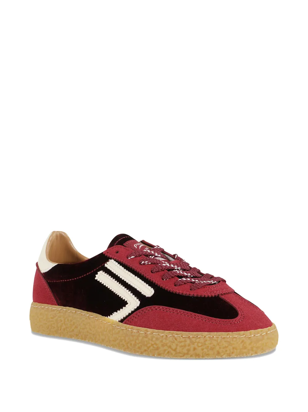 Puraai Fluwelen sneakers met vlakken - Rood