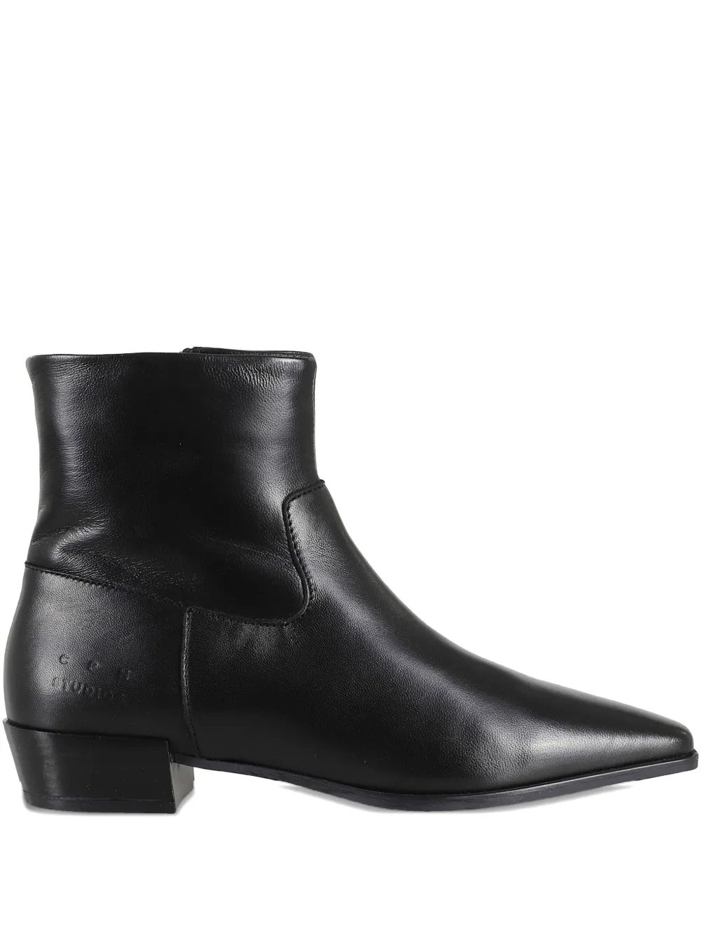 Copenhagen Studios Leather Pointed-toe Zip Ankle Boots In Black