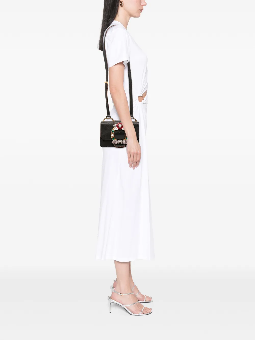 Miu Miu Pre-Owned 2010-2025 Goatskin Madras Soft Calf Crystal Embellished crossbody bag | Pre-Owned | Image 2