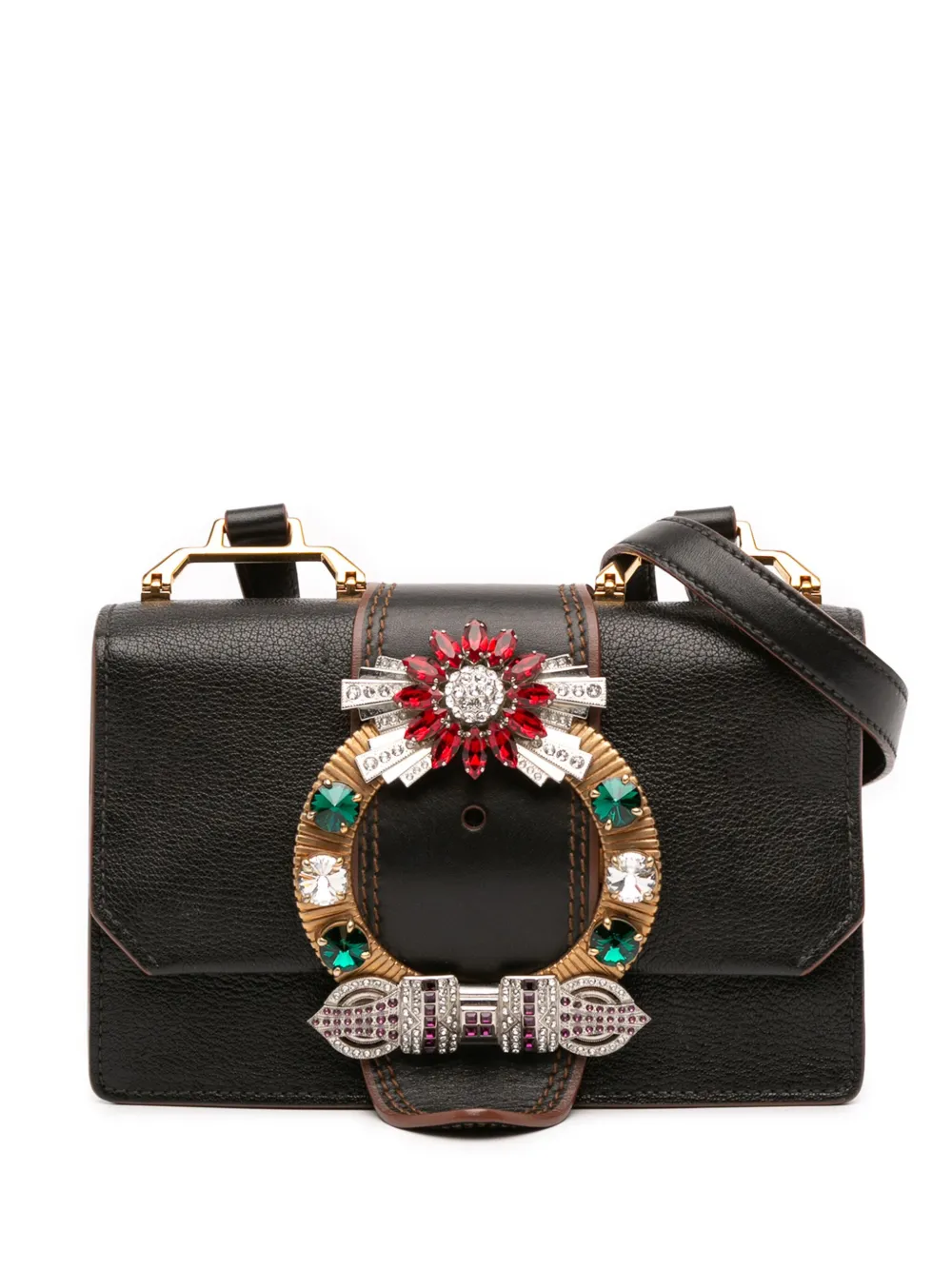 Miu Miu Pre-Owned 2010-2025 Goatskin Madras Soft Calf Crystal Miu Miu Pre-Owned 2010-2025 Goatskin Madras Soft Calf Crystal